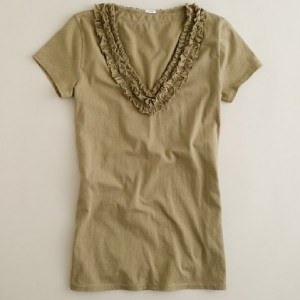 J Crew Tissue Ruffle V-neck; $32.50