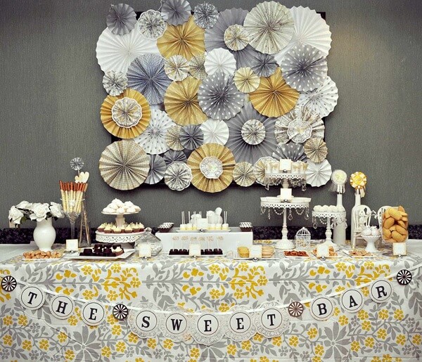 yellowandgray desserttable 1 Yellow in a Sea of Grey